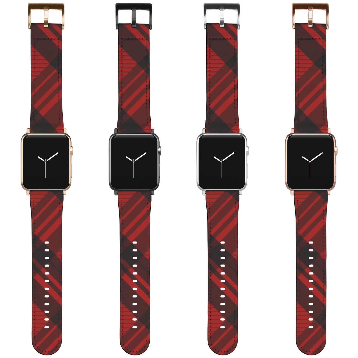 Apple Watch Band (Red/Black Plaid Zigzag)