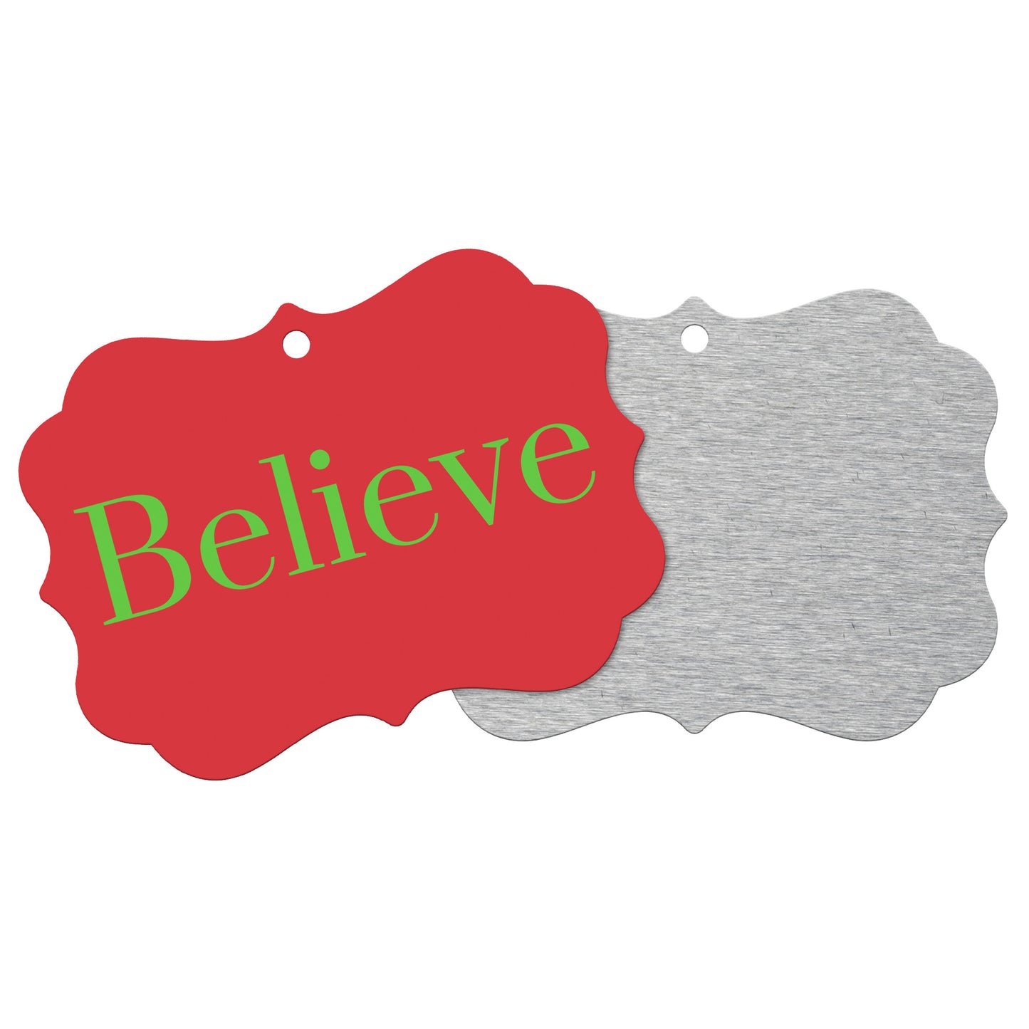 “Believe” Medallion Ornament (Colored Background & Font)
