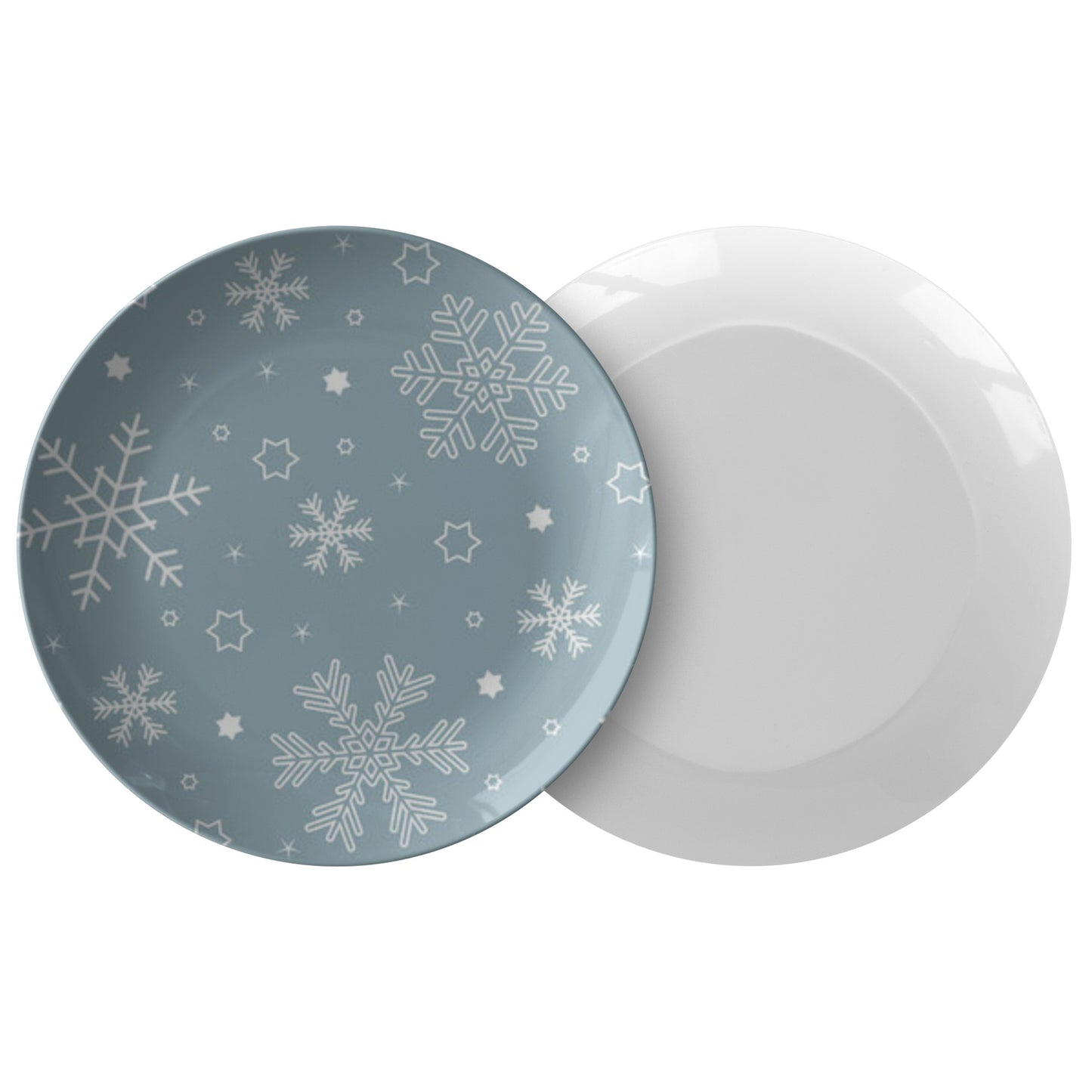 Blue Grey & White Snowflake Plate