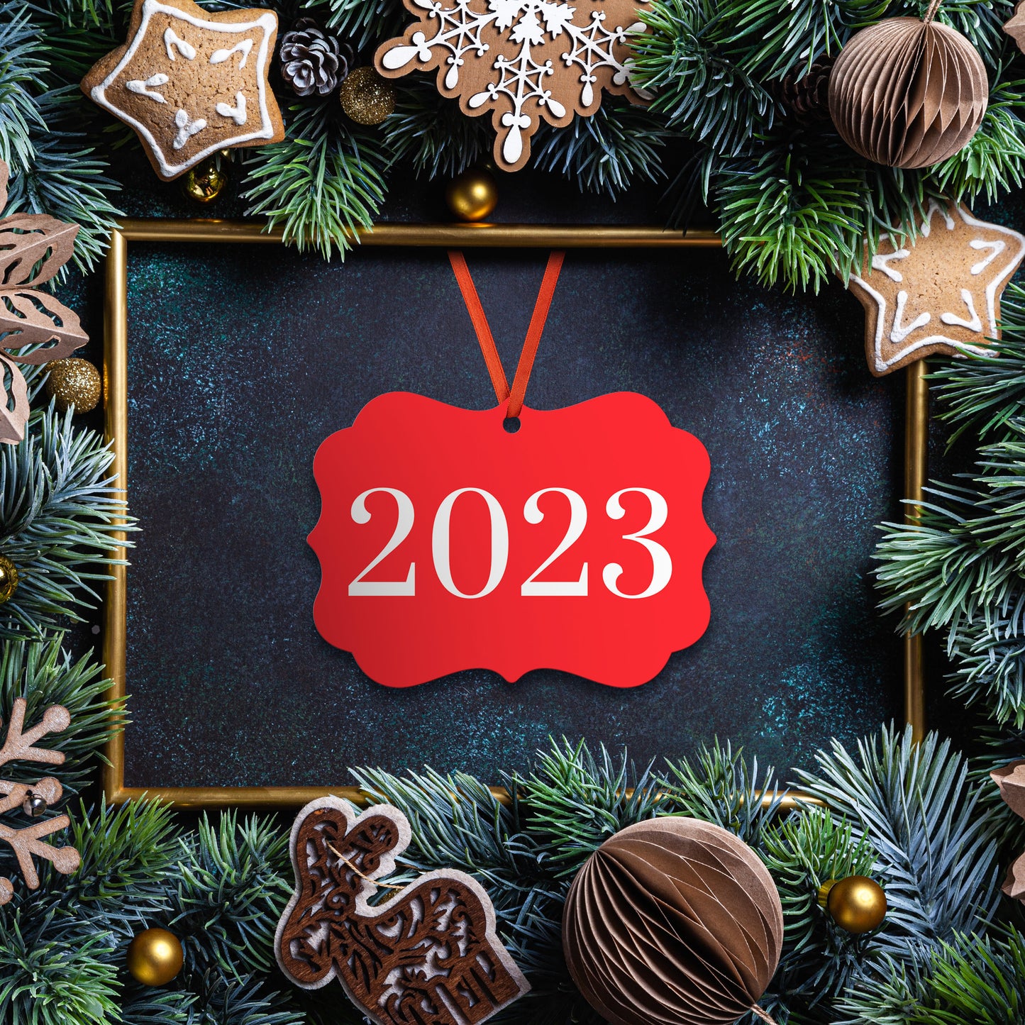 “2023” Medallion Ornament (Colored Background w/ White Font)