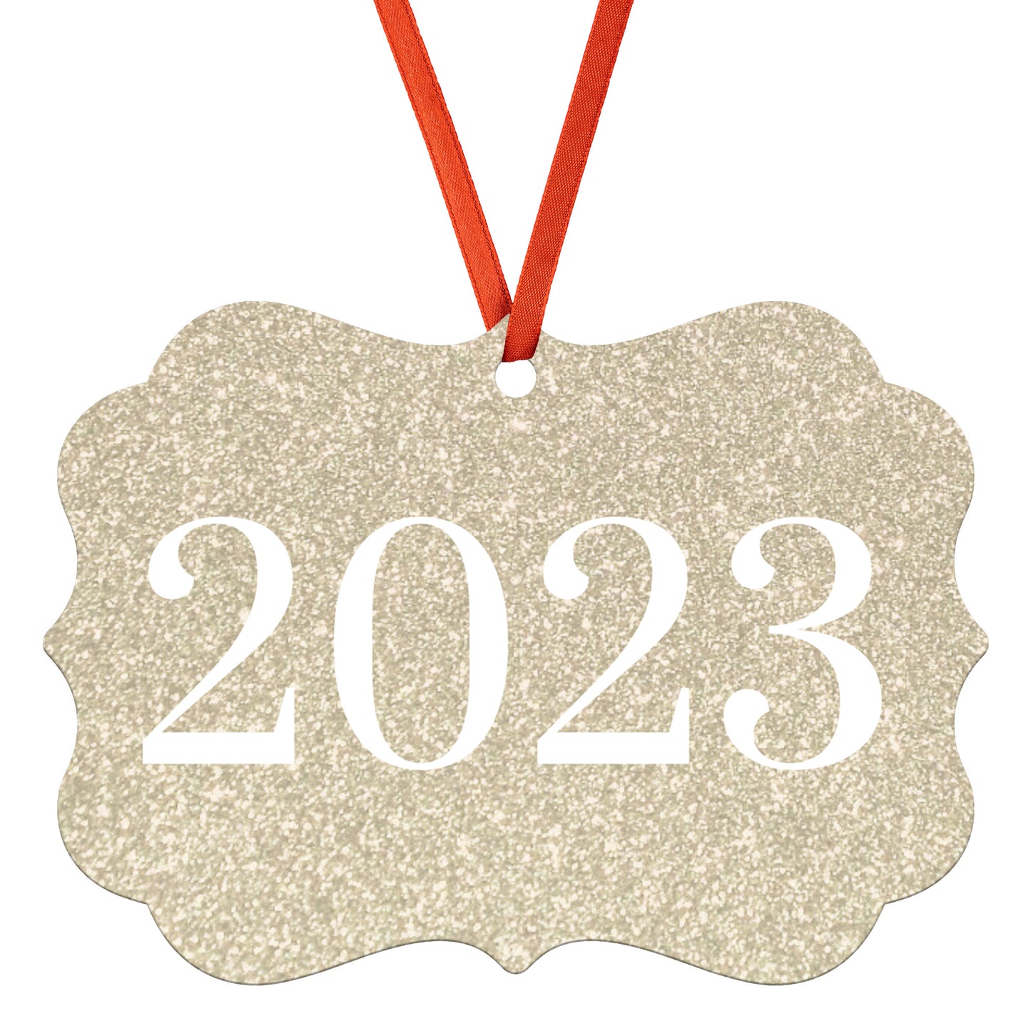“2023” Medallion Ornament (Gold Glitter Background)