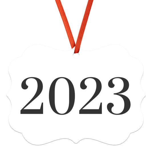 “2023” Medallion Ornament (White Background w/ Colored Font)