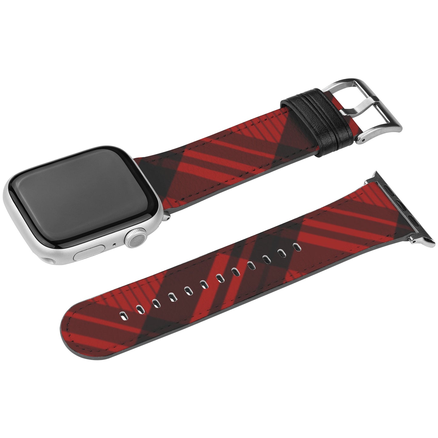 Apple Watch Band (Red/Black Plaid Zigzag)