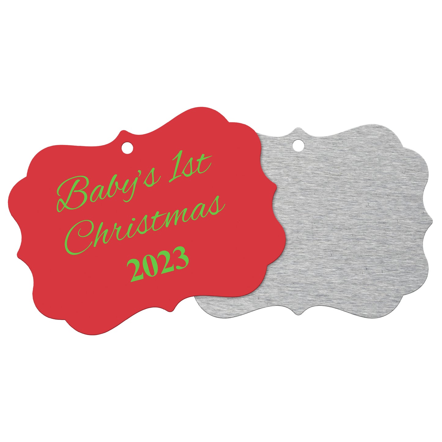 “Baby’s 1st Christmas” Medallion Ornament (Colored Background & Font)