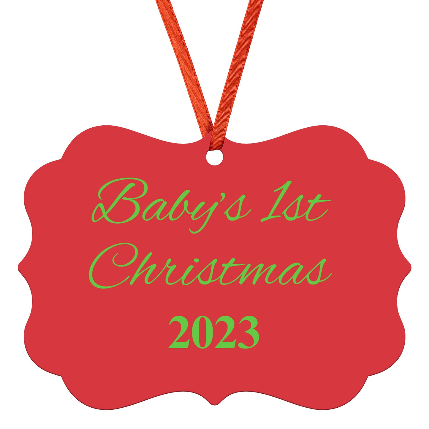 “Baby’s 1st Christmas” Medallion Ornament (Colored Background & Font)