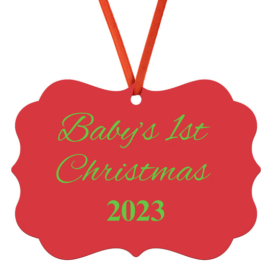 “Baby’s 1st Christmas” Medallion Ornament (Colored Background & Font)