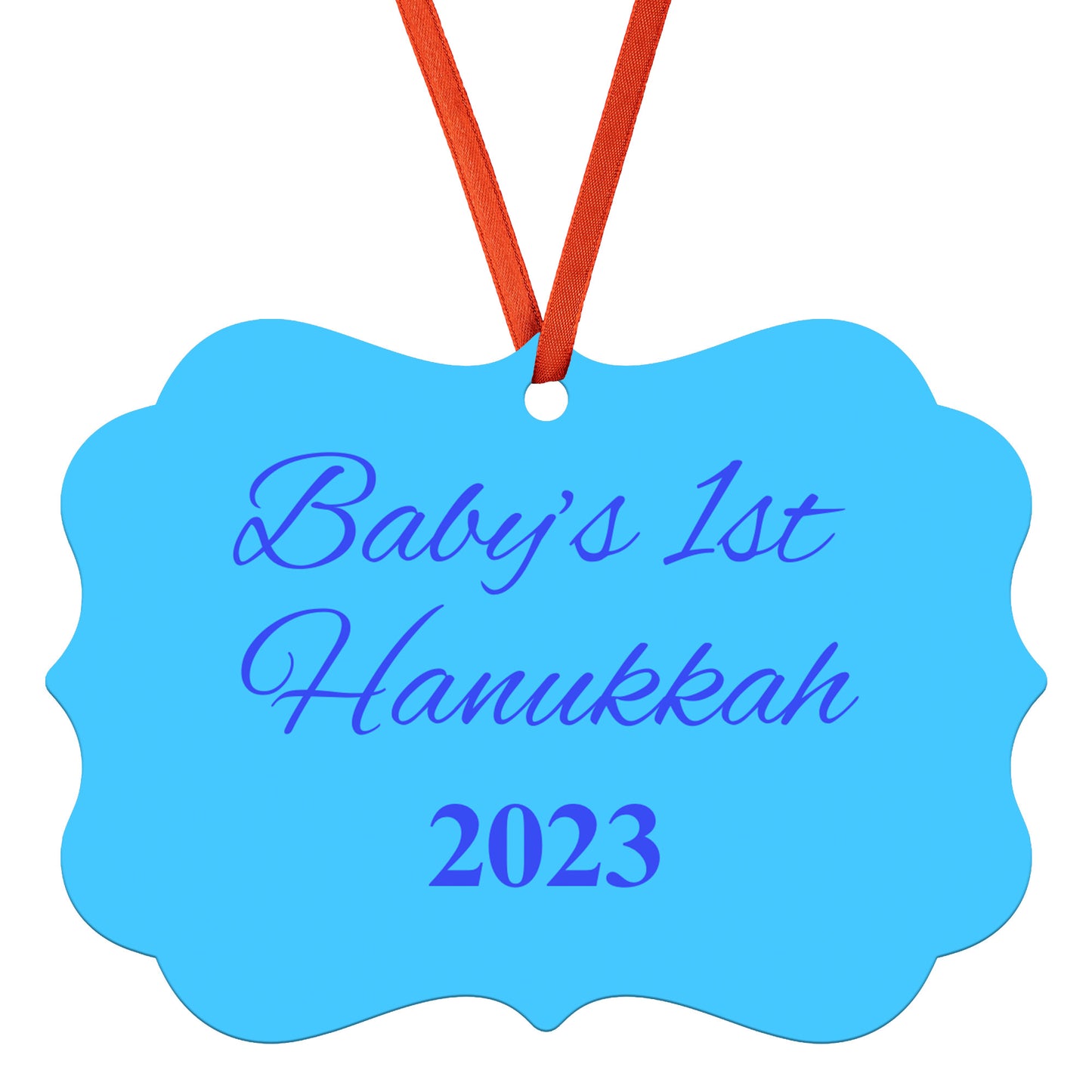 “Baby’s 1st Hanukkah” Medallion Ornament (Colored Background & Font)