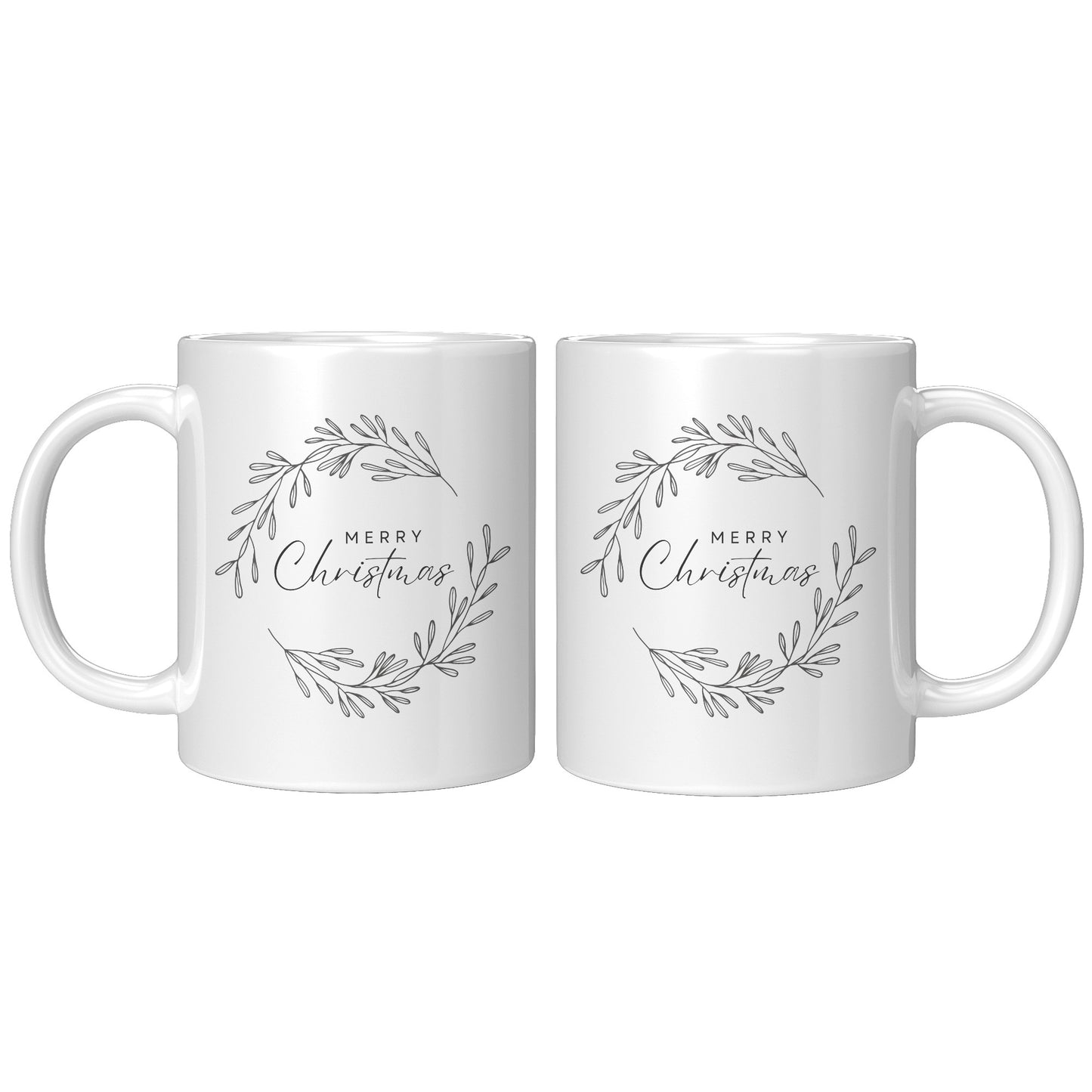 Black Wreathed Merry Christmas Mug
