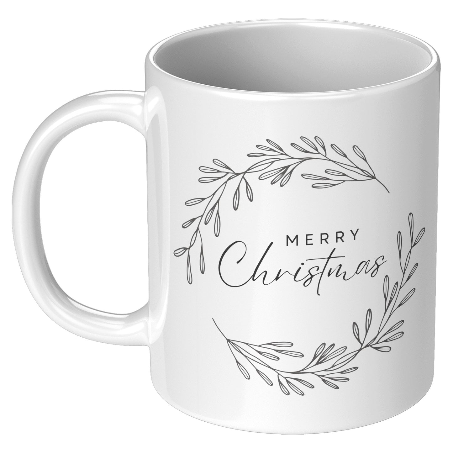 Black Wreathed Merry Christmas Mug