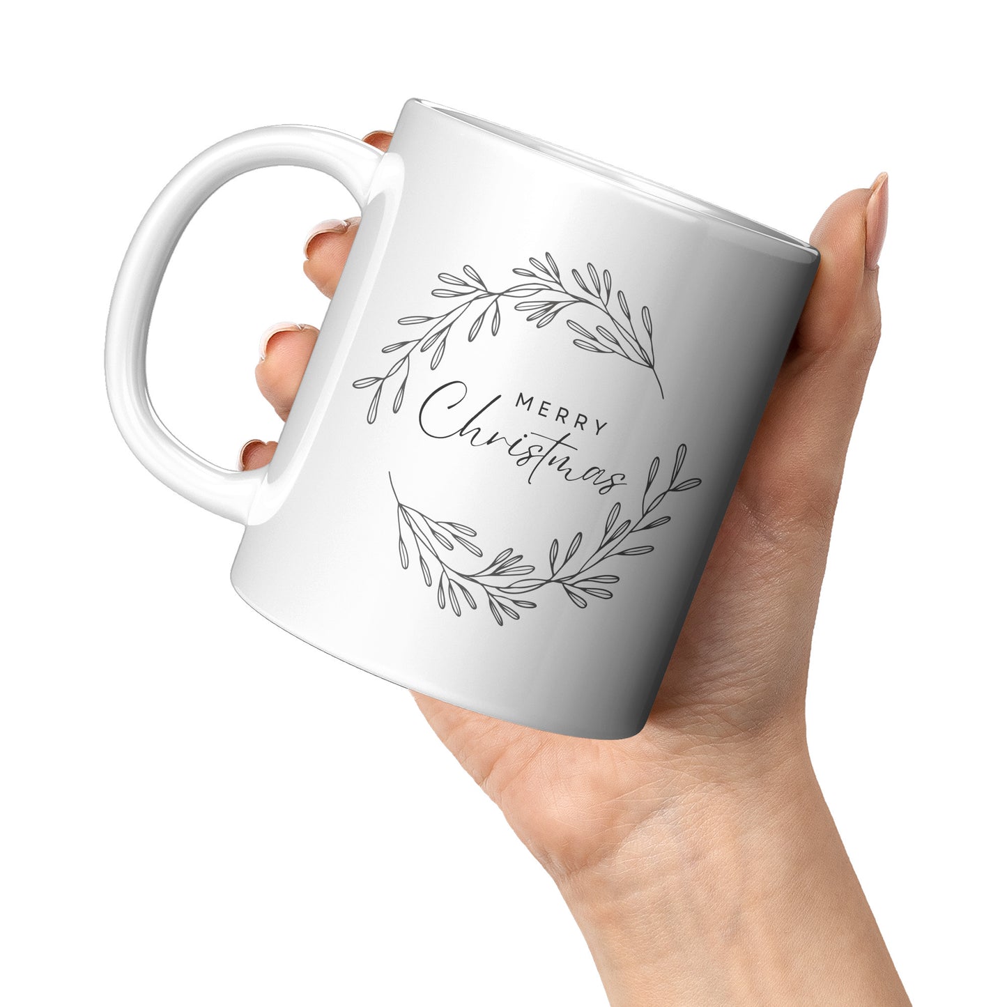 Black Wreathed Merry Christmas Mug