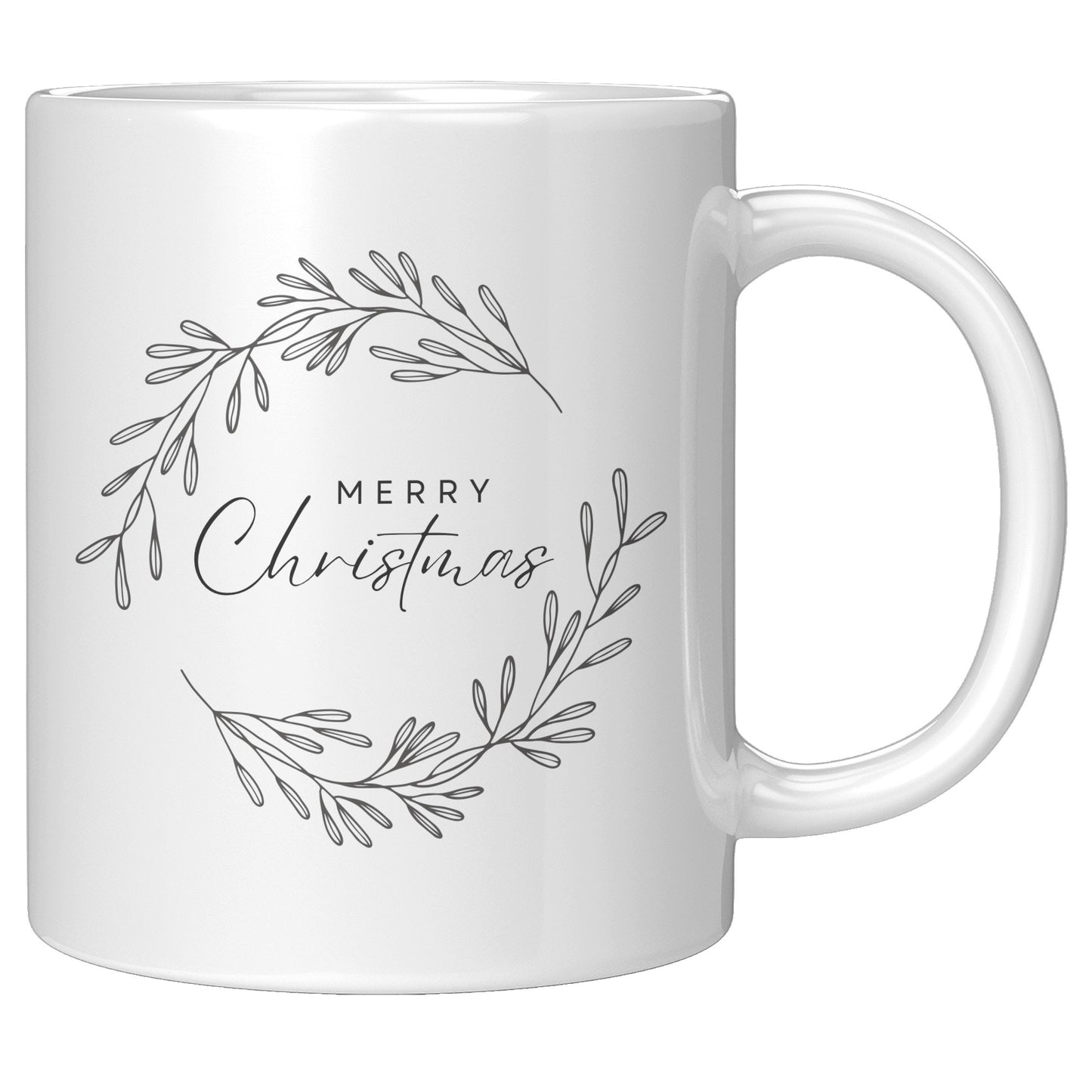 Black Wreathed Merry Christmas Mug