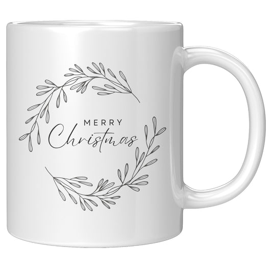 Black Wreathed Merry Christmas Mug