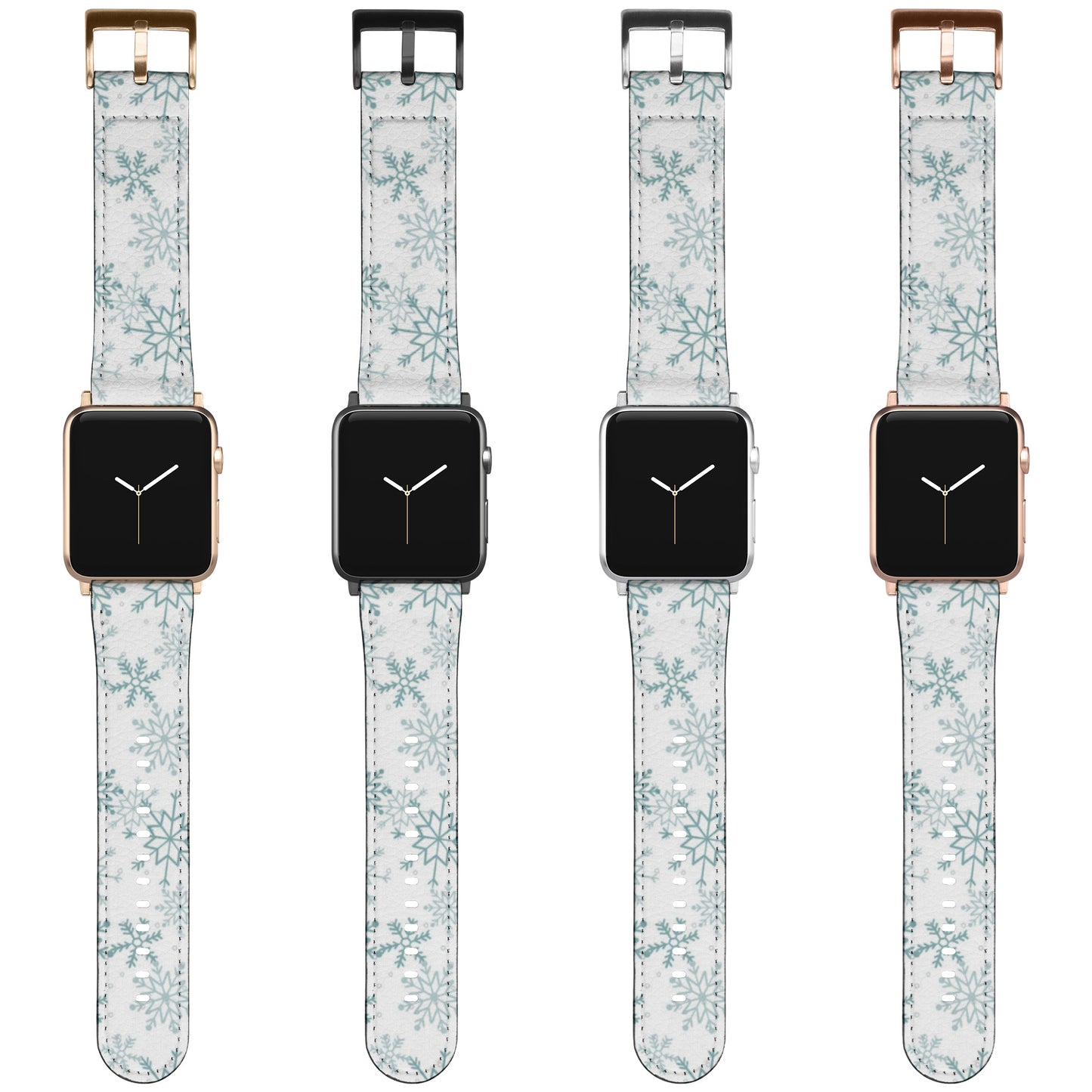 Apple Watch Band (White/Blue Snowflakes)