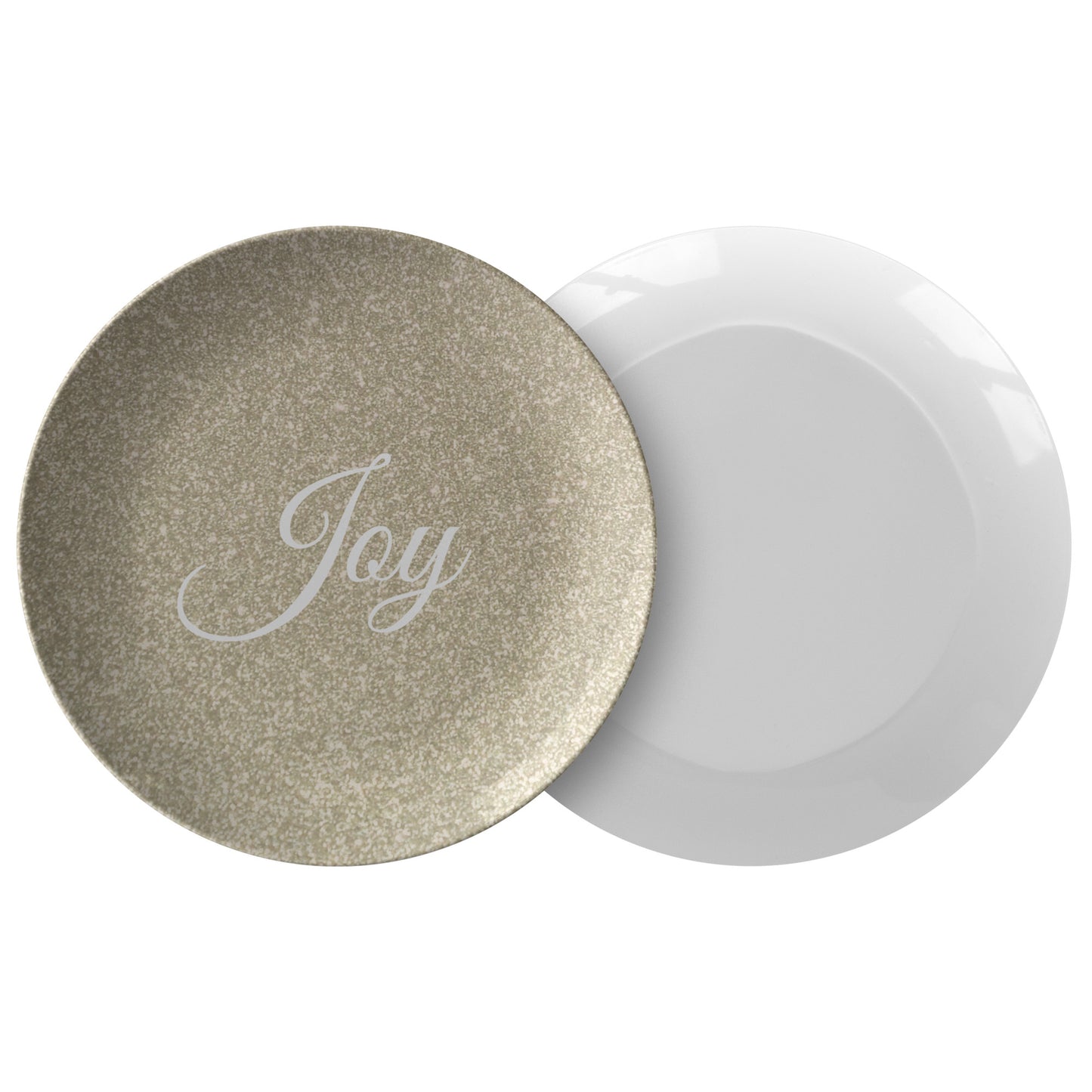 Cursive “Joy” Plate (Gold Glitter Background)