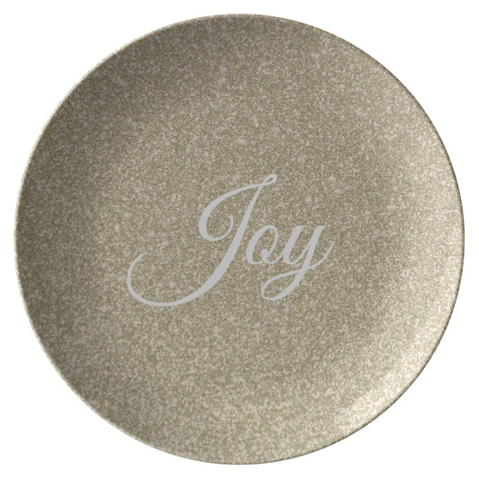 Cursive “Joy” Plate (Gold Glitter Background)