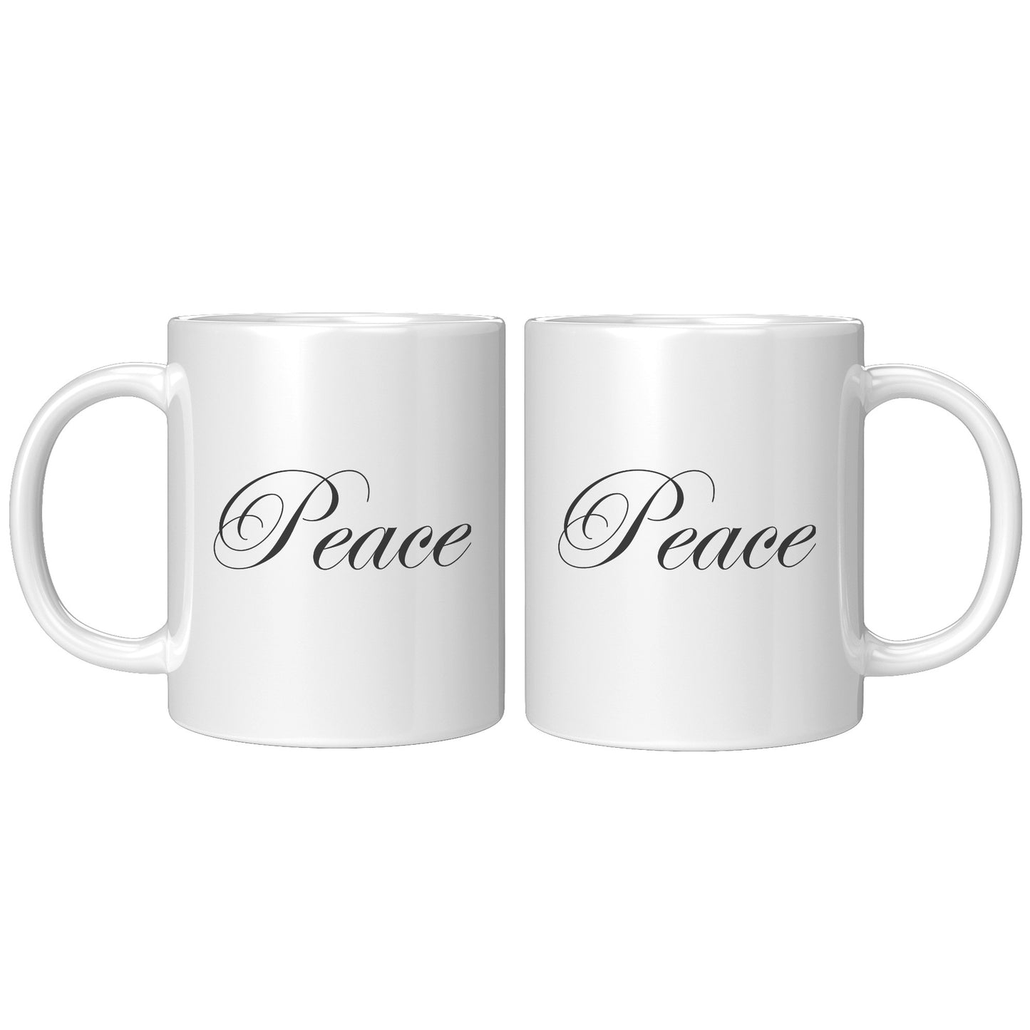Cursive “Peace” Mug