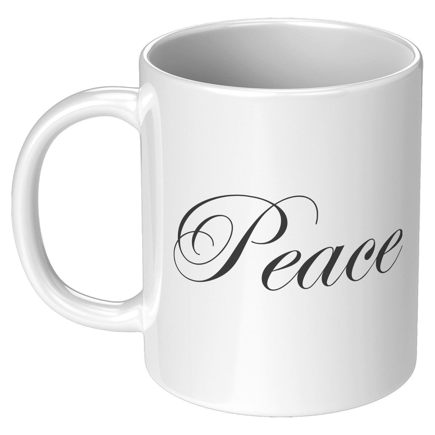 Cursive “Peace” Mug
