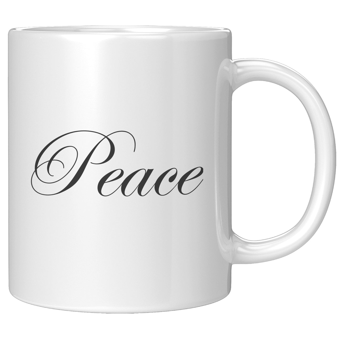 Cursive “Peace” Mug