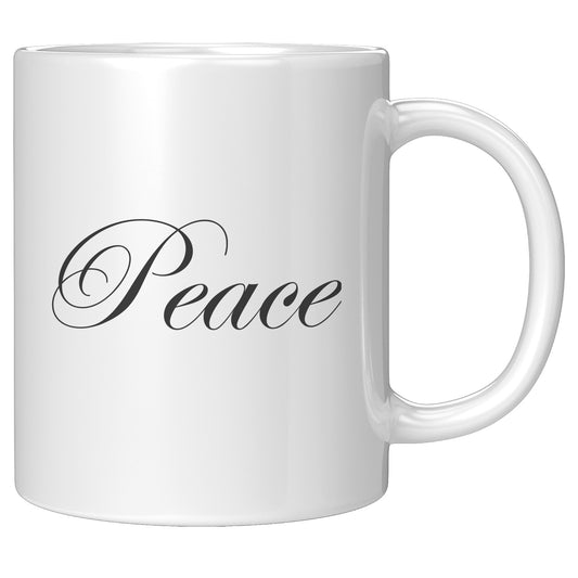 Cursive “Peace” Mug