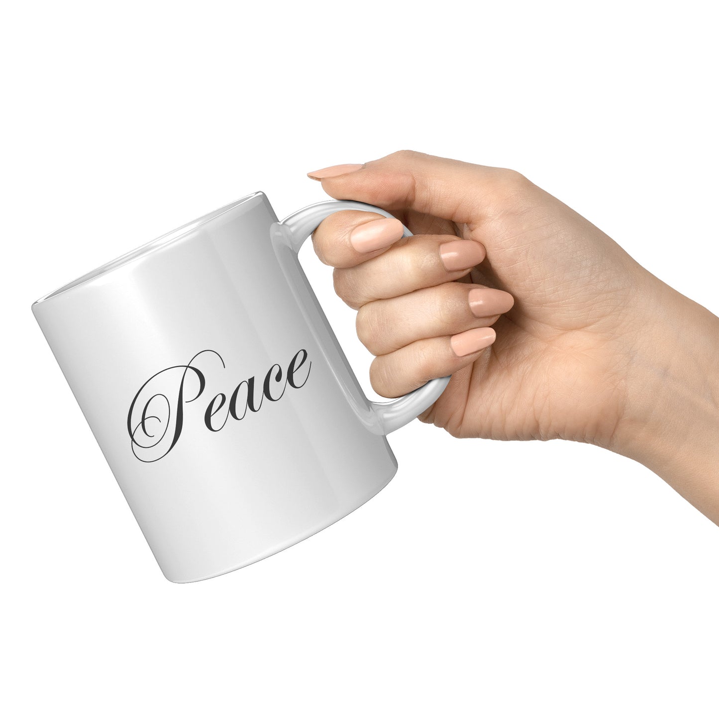 Cursive “Peace” Mug