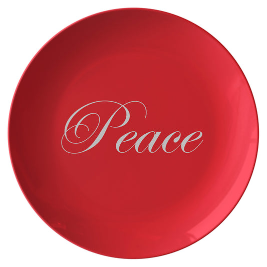 Cursive “Peace” Plate (Colored Background w/ White Font)