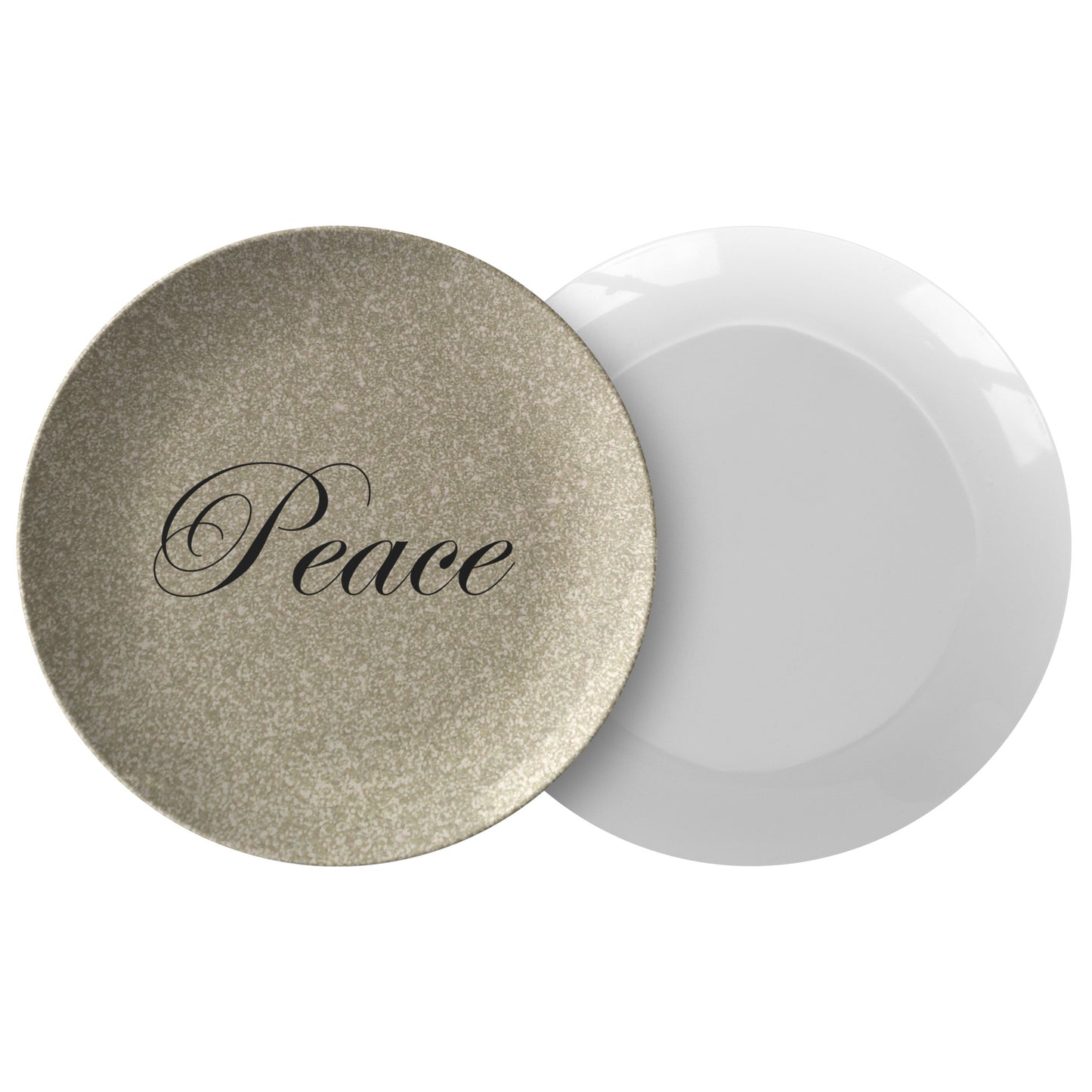 Gold Glitter Cursive “Peace” Plate