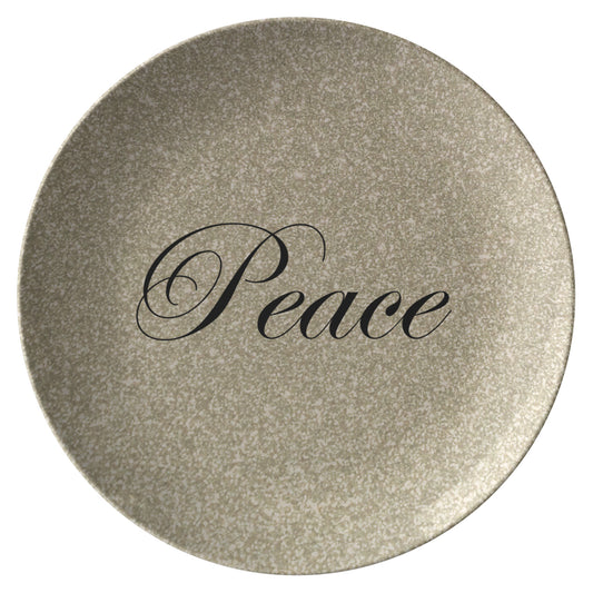 Gold Glitter Cursive “Peace” Plate