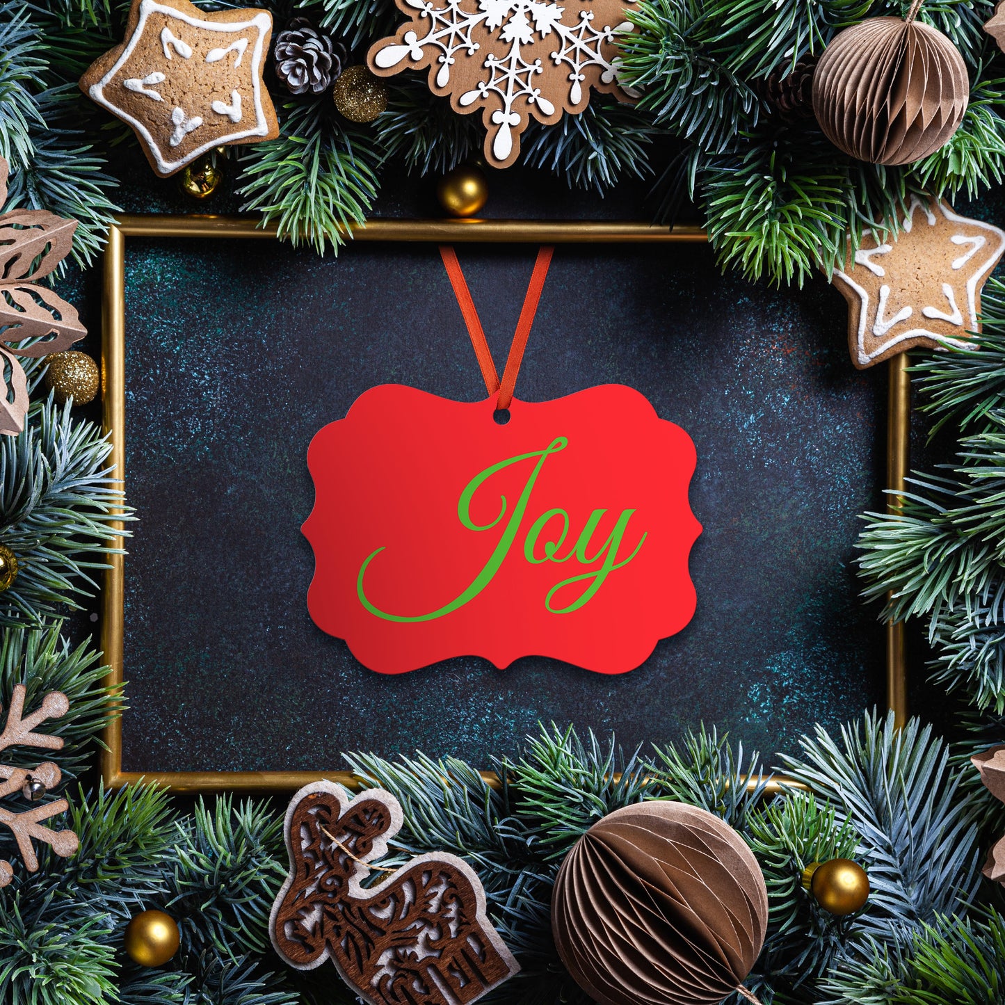 “Joy” Medallion Ornament (Colored Background & Font)
