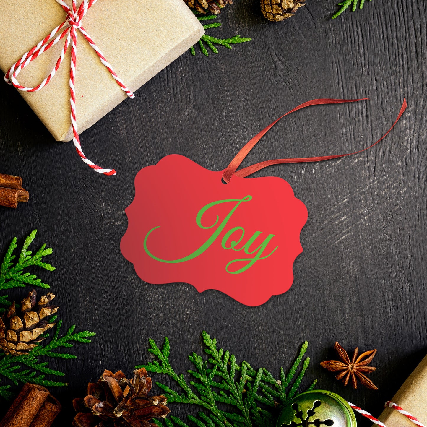“Joy” Medallion Ornament (Colored Background & Font)