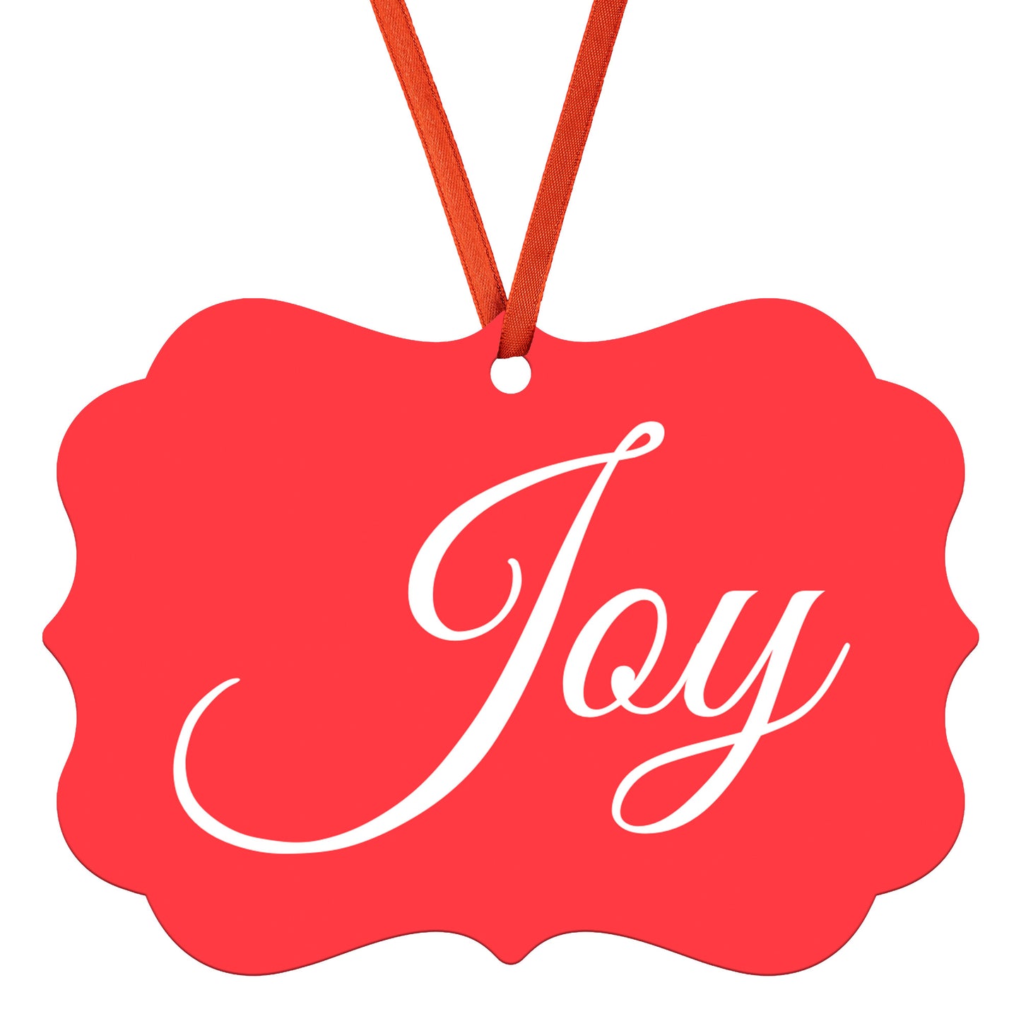 “Joy” Medallion Ornament (Colored Background w/ White Font)