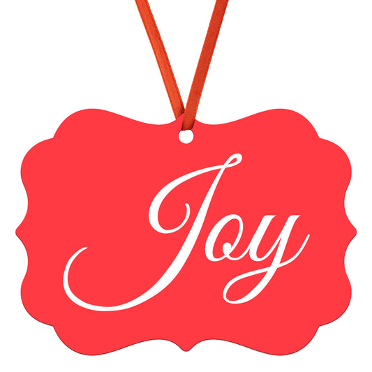 “Joy” Medallion Ornament (Colored Background w/ White Font)