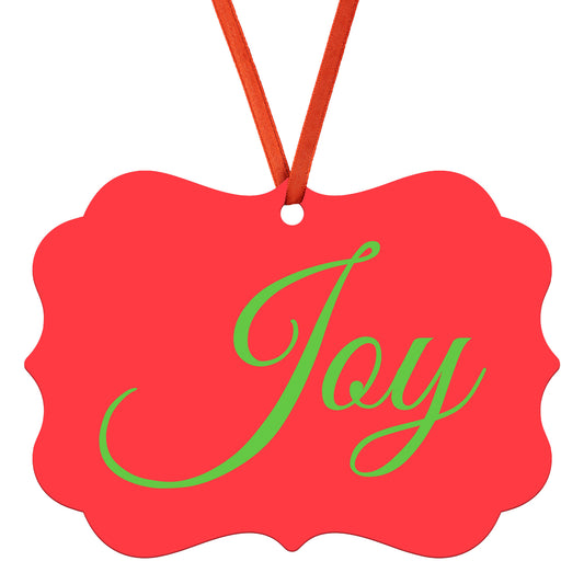 “Joy” Medallion Ornament (Colored Background & Font)