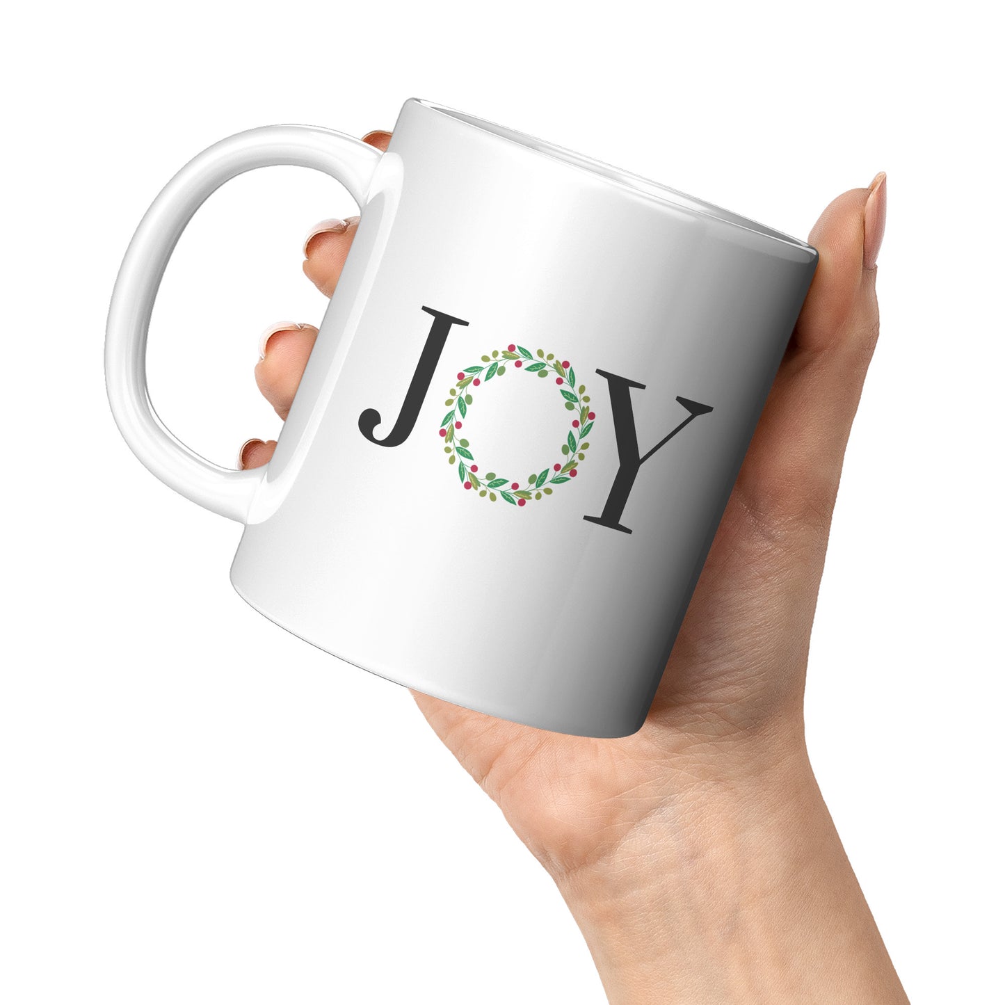 “Joy” Wreath Mug
