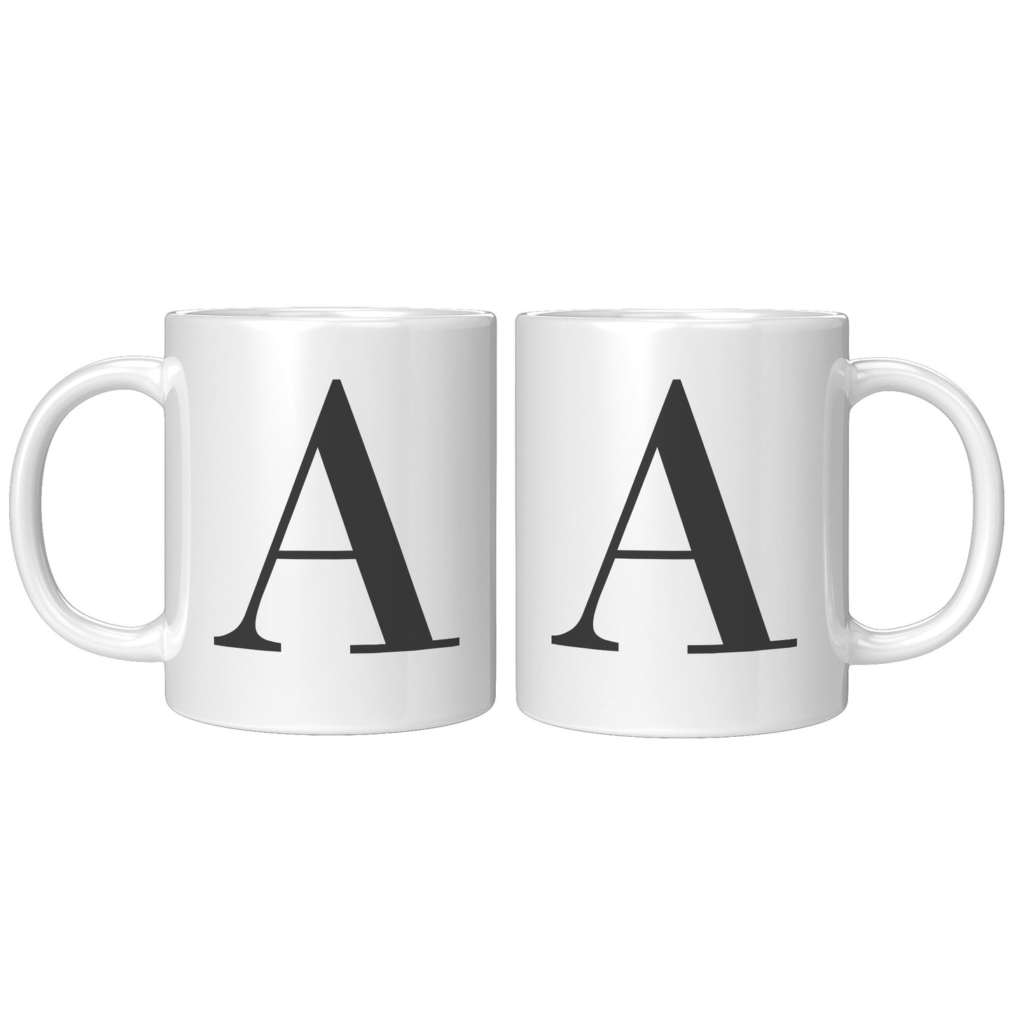 “Cyrillic Bodoni” Initial Mug (White Mug w/ Black Font)