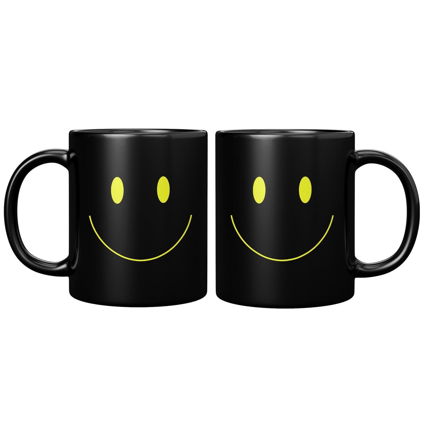 Black & Neon Yellow Smiley Face Mug