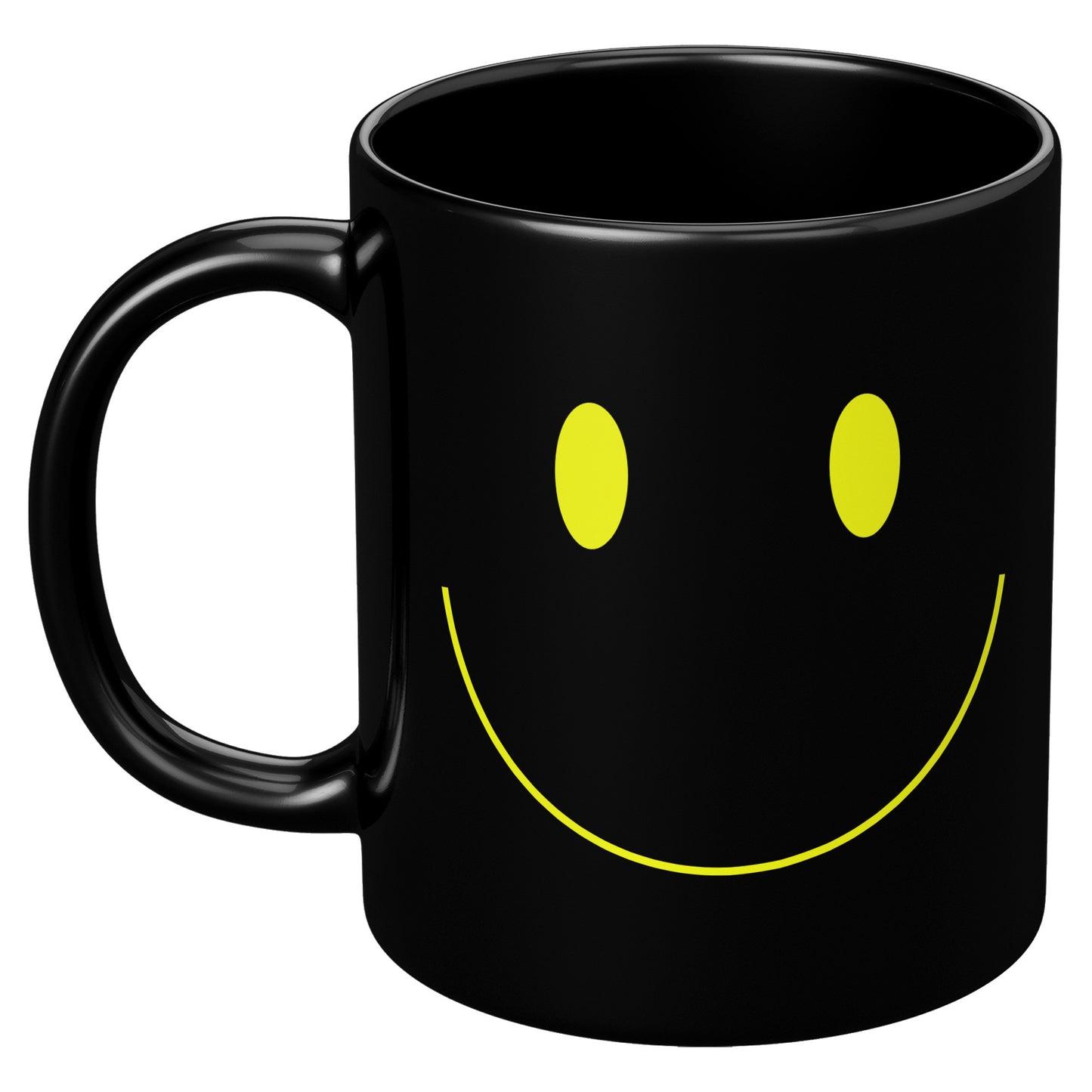 Black & Neon Yellow Smiley Face Mug