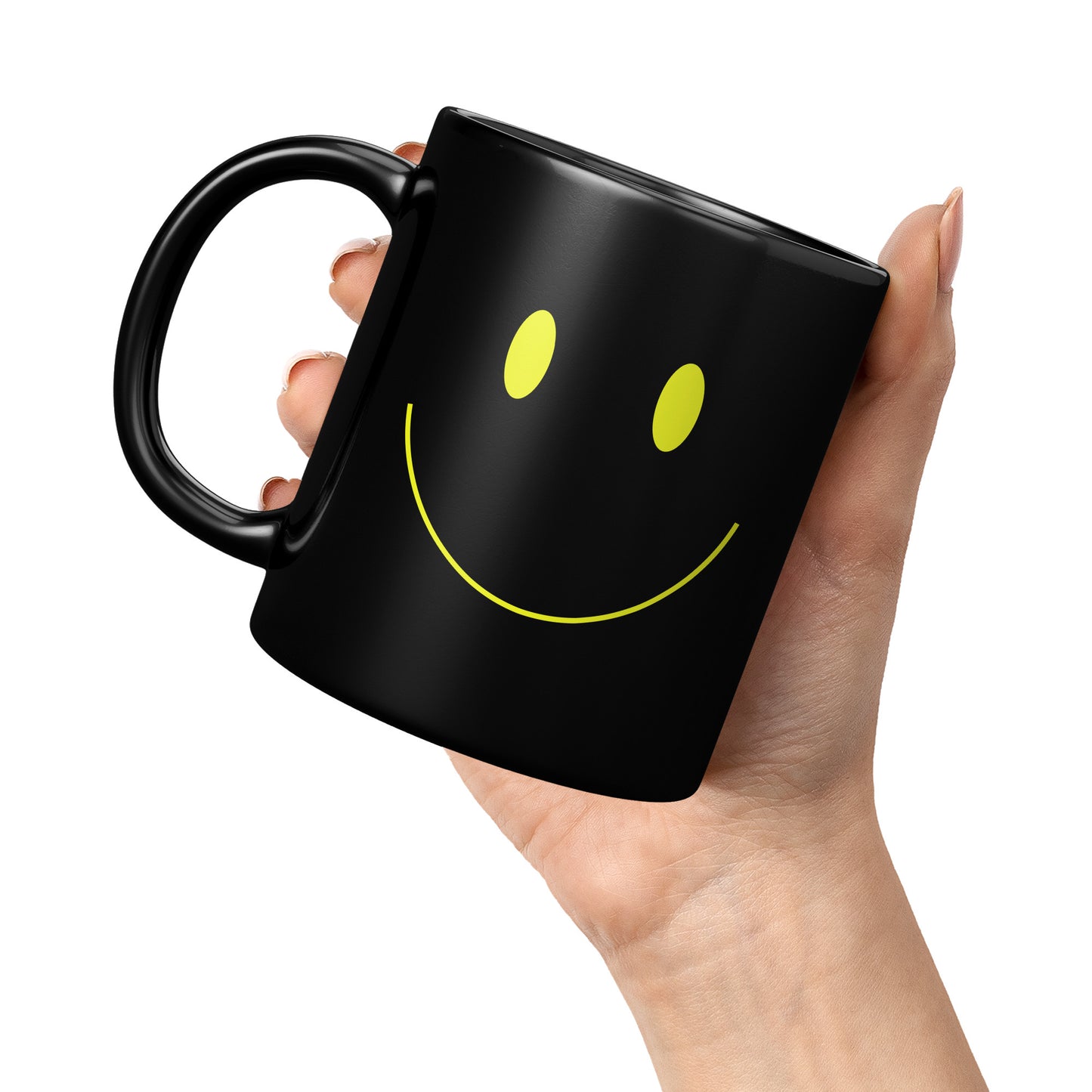 Black & Neon Yellow Smiley Face Mug
