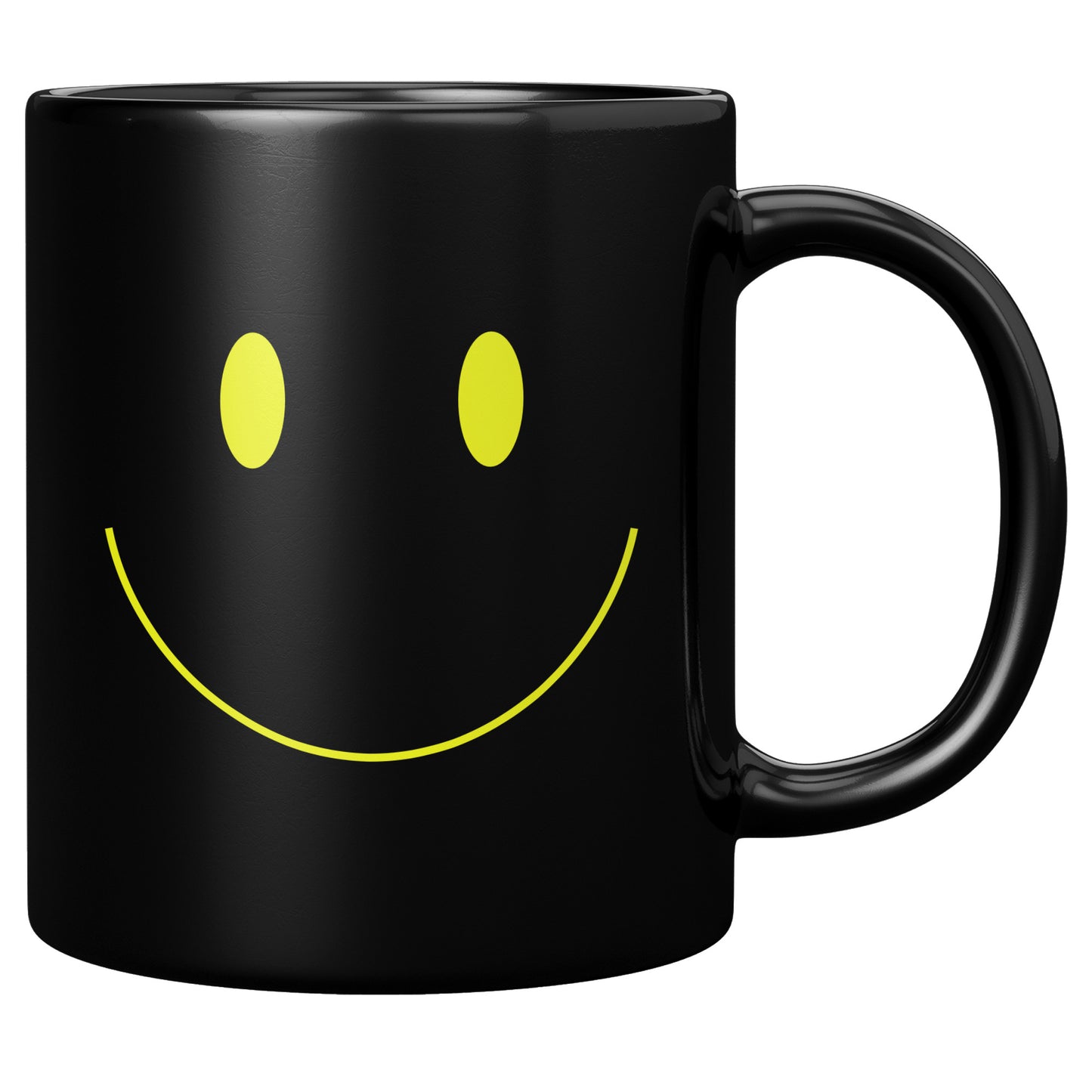 Black & Neon Yellow Smiley Face Mug