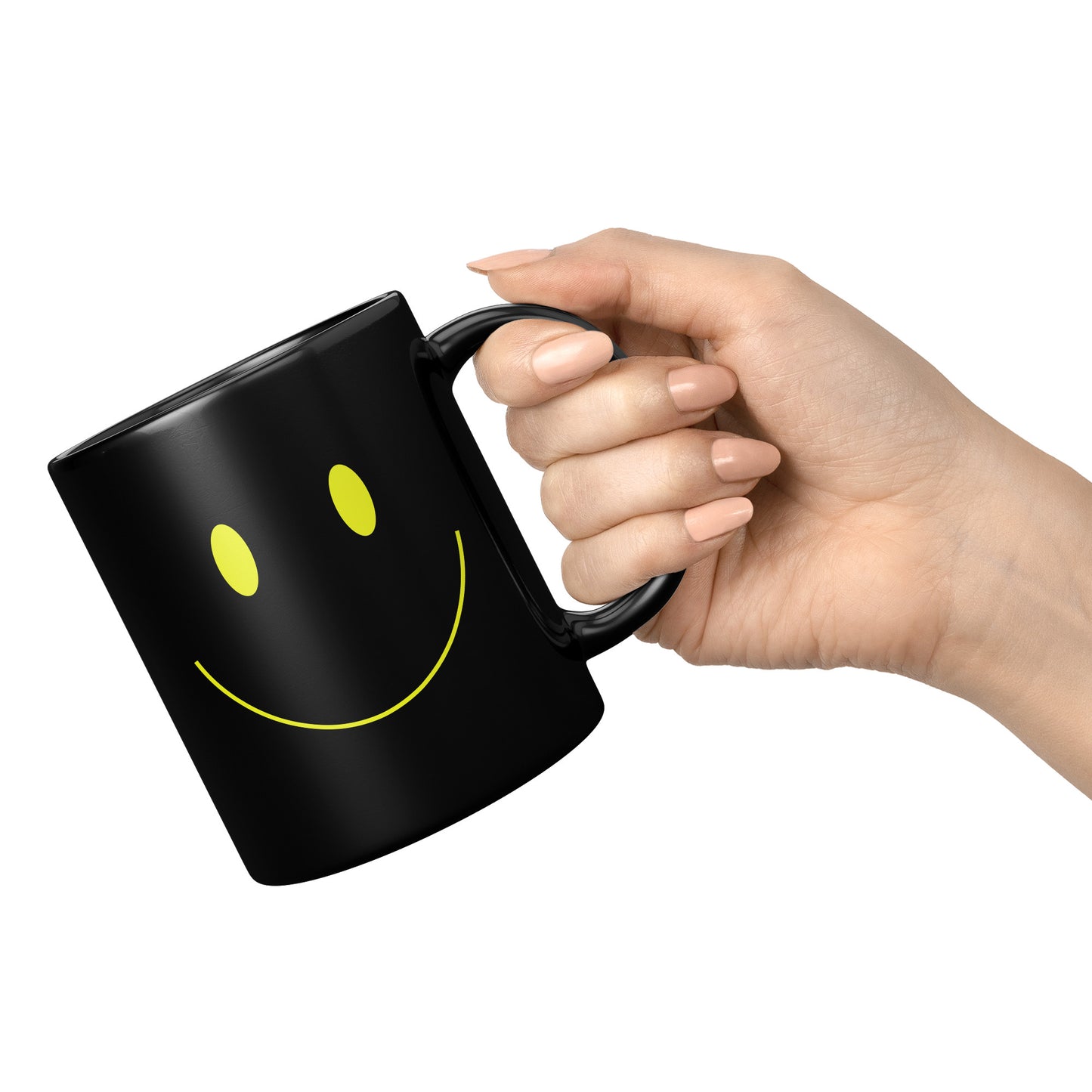 Black & Neon Yellow Smiley Face Mug