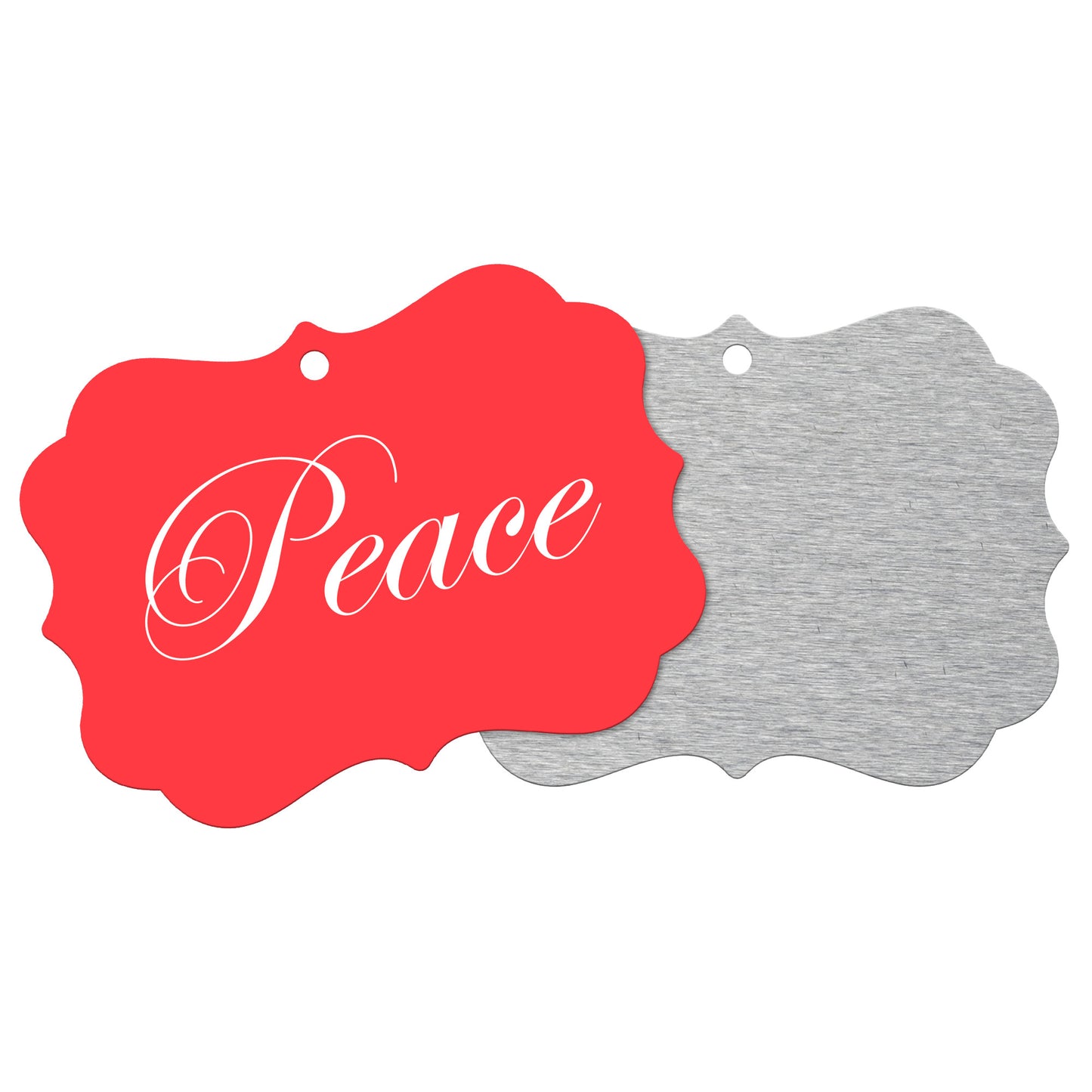 “Peace” Medallion Ornament (Colored Background w/ White Font)