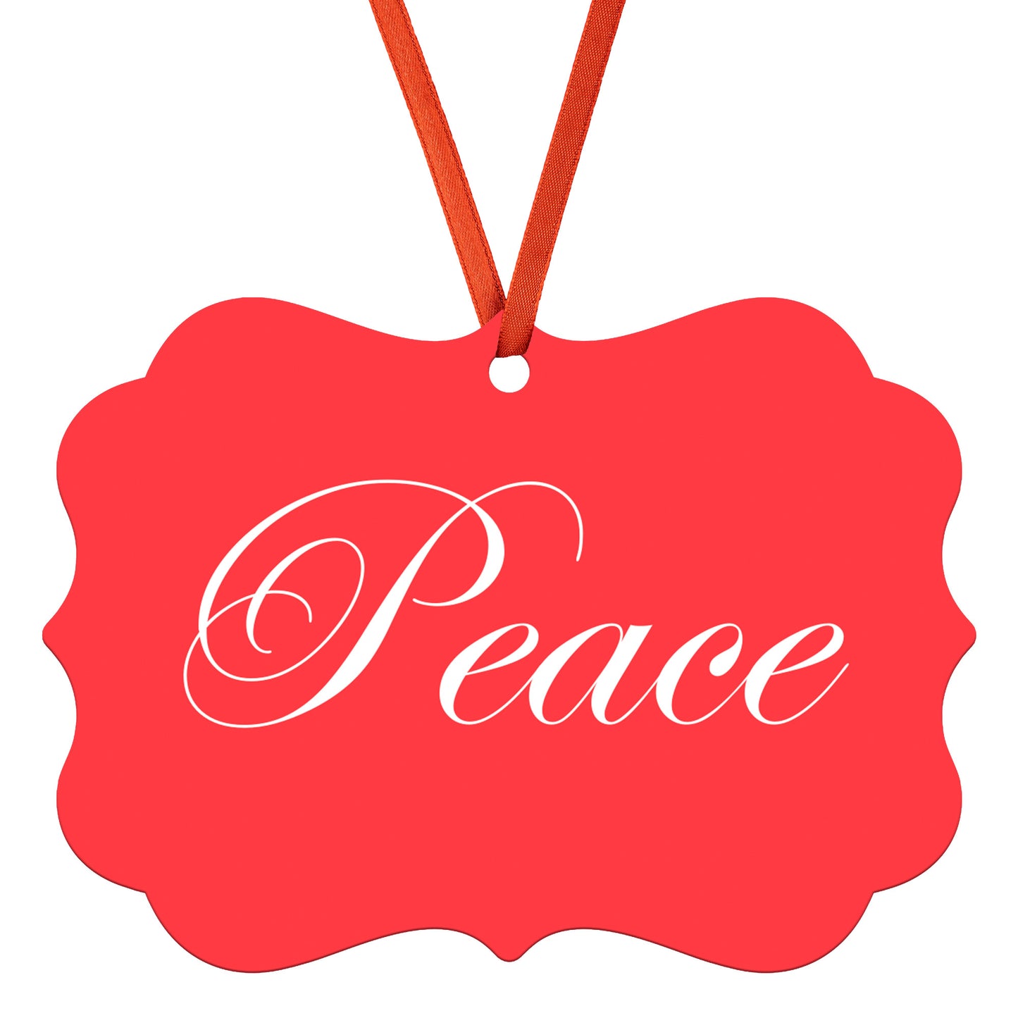 “Peace” Medallion Ornament (Colored Background w/ White Font)