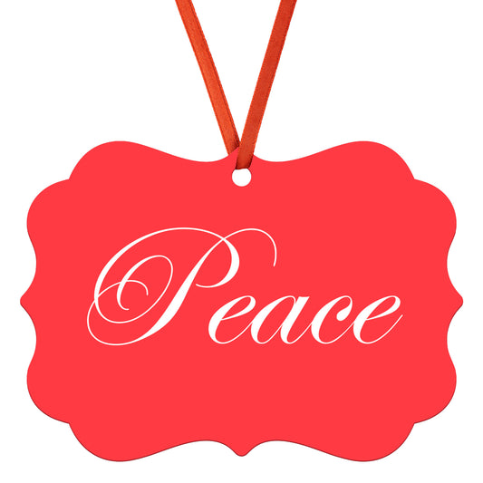 “Peace” Medallion Ornament (Colored Background w/ White Font)