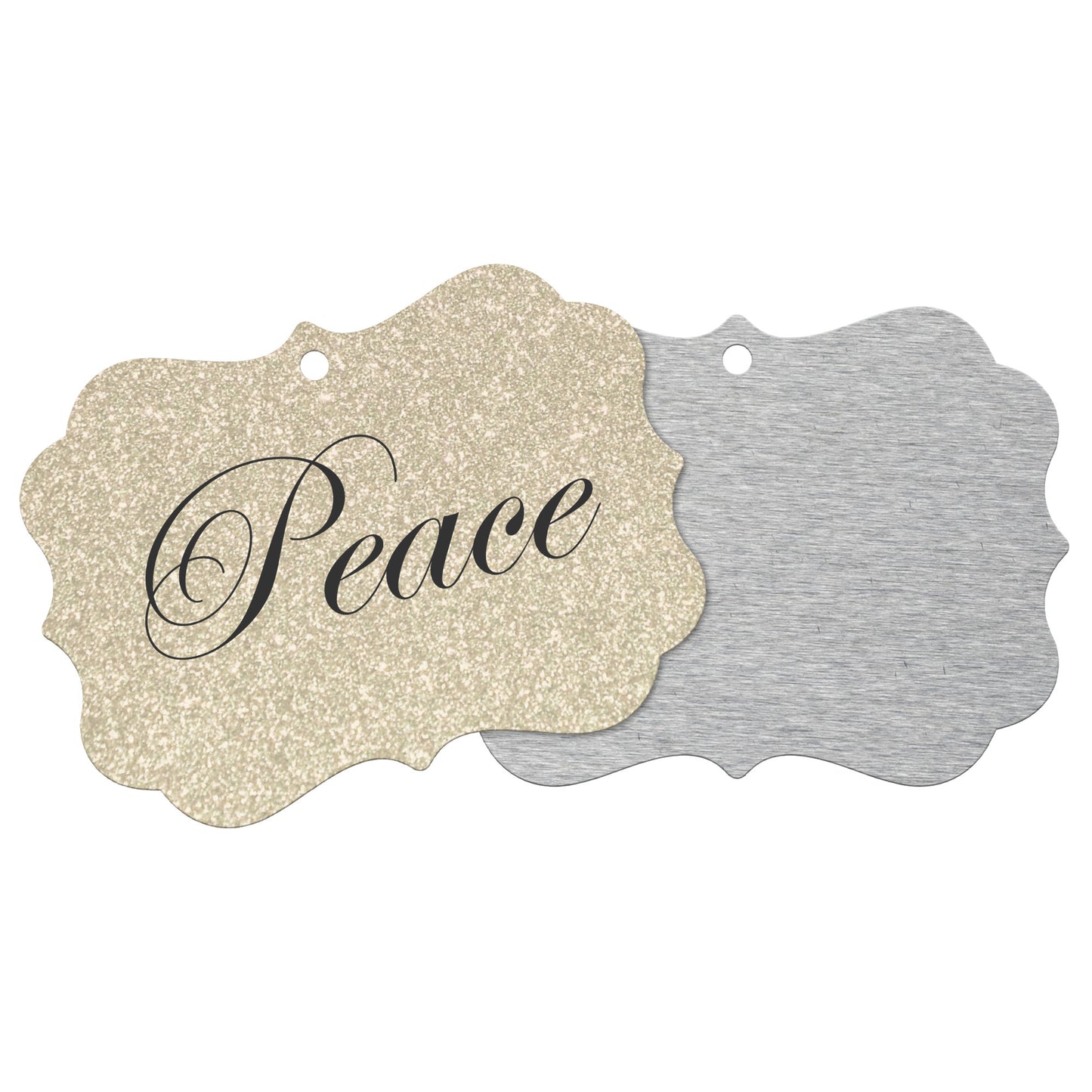 “Peace” Medallion Ornament (Gold Glitter Background)