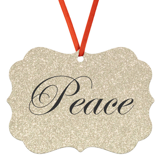 “Peace” Medallion Ornament (Gold Glitter Background)