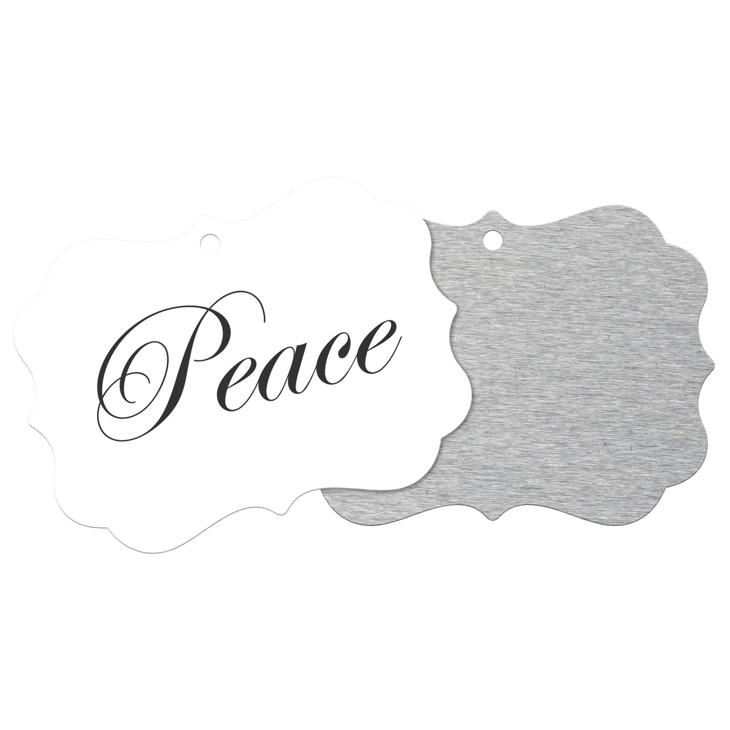 “Peace” Medallion Ornament (White Background w/ Colored Font)