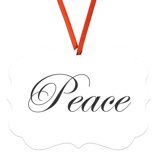 “Peace” Medallion Ornament (White Background w/ Colored Font)