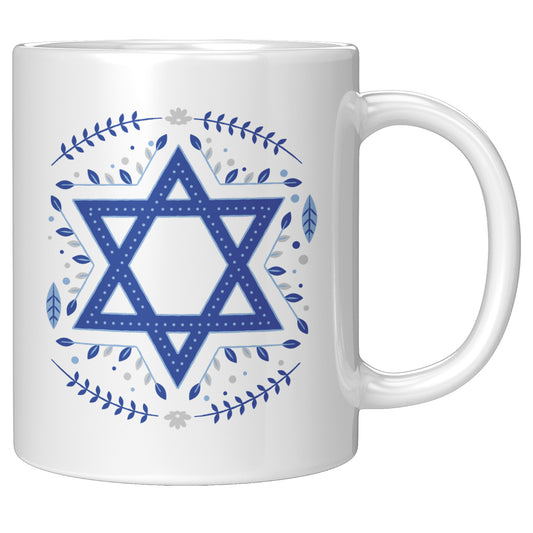 Star of David Floral Mug