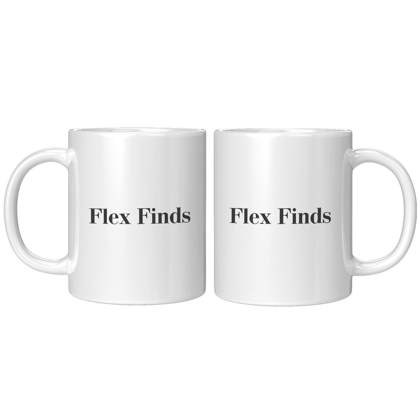 White “Flex Finds” Logo Mug