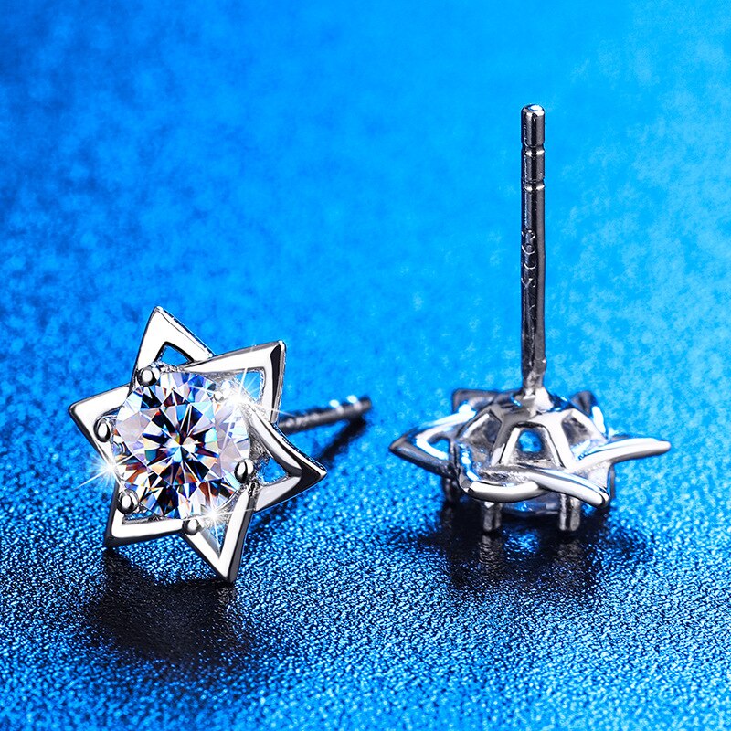 Six-Pointed Star Moissanite Stud Earrings